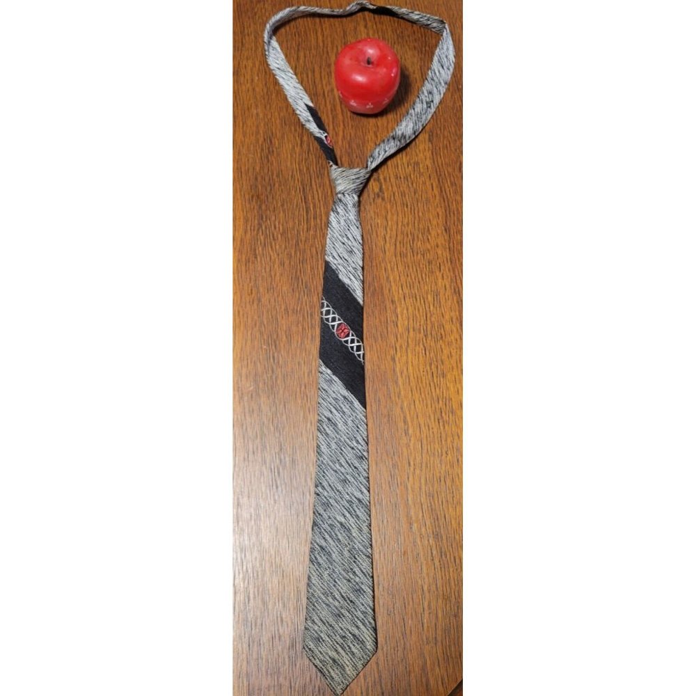 Black White Gray Grey Paisley Pattern Boy's Tie Generic